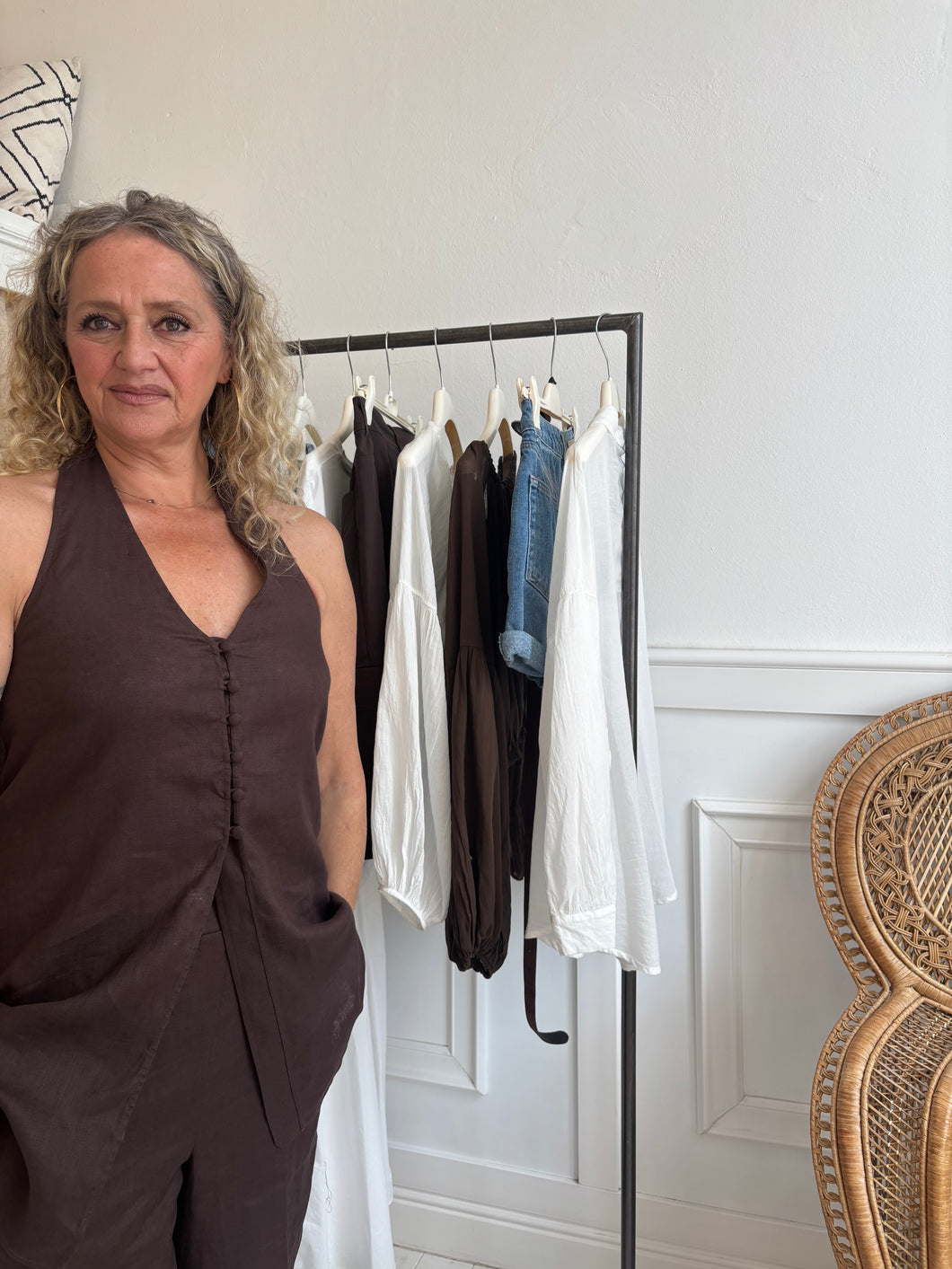 Isabelle Blanche - Top in lino con bottoncini
